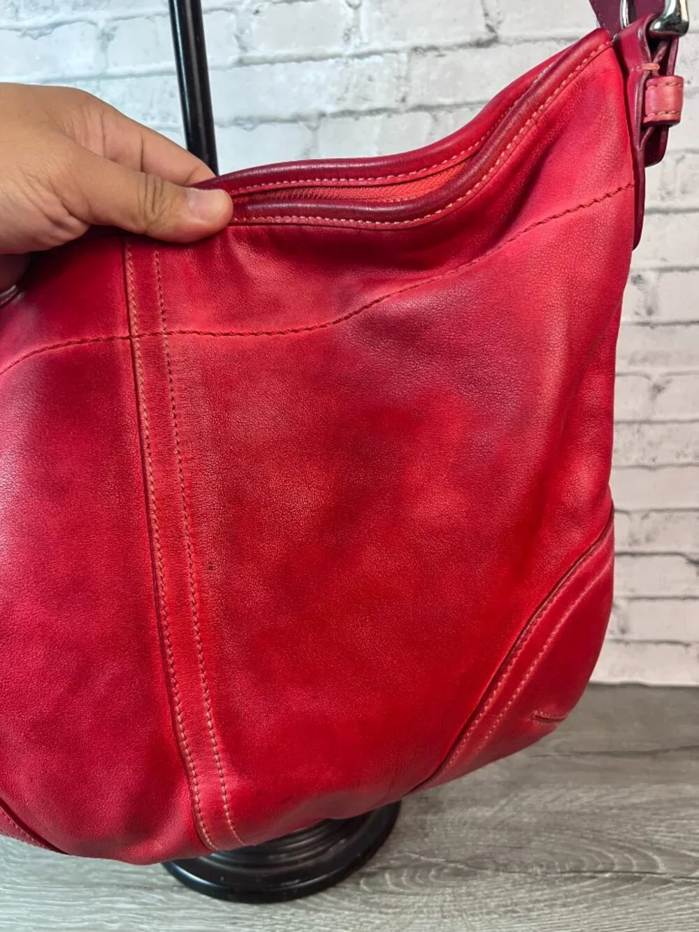 Red Vintage Coach 3651 Soho Medium Leather Hobo Bag